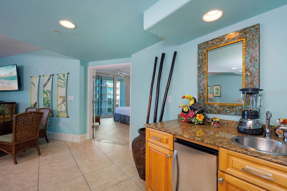 Experience lively decor and a cozy sitting area as you relax and stream your favorite shows in this inviting space