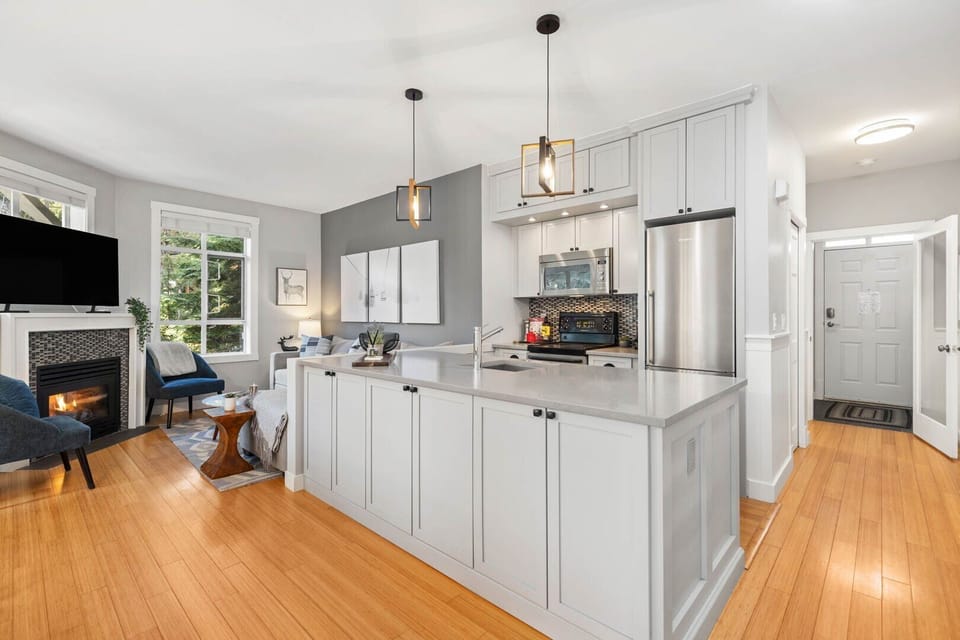 Granite counters and stainless steel appliances make this kitchen feel clean and modern