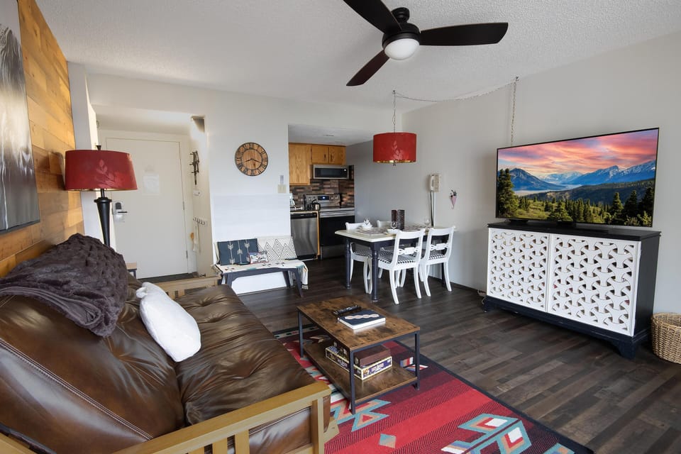 Relax in this warm, welcoming space designed for comfort after a long day on the mountain.