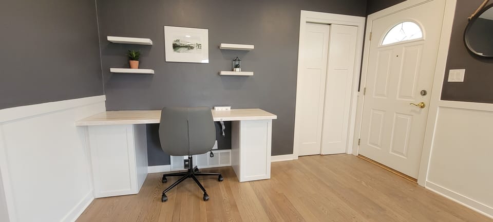 Custom built-in desk/office area makes working from home a breeze!!