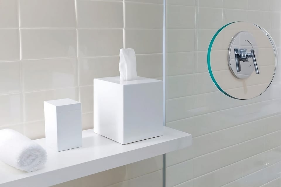 Enjoy thoughtful bath details for a spa-like rinse.