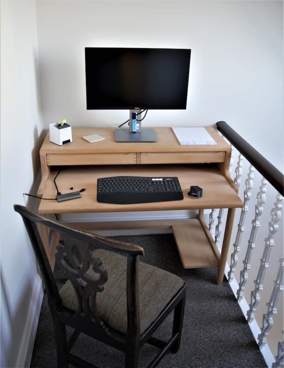 Work space with monitor and docking station