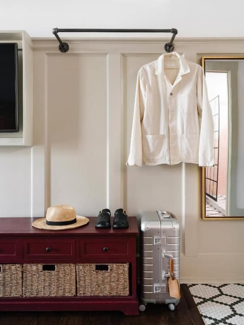 Settle in with tidy storage and an easy drop-zone area.
