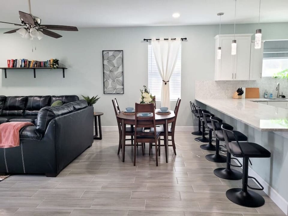 Our open and spacious floor plan is perfect for the family! We provide lots of seating and dining options inside the home.