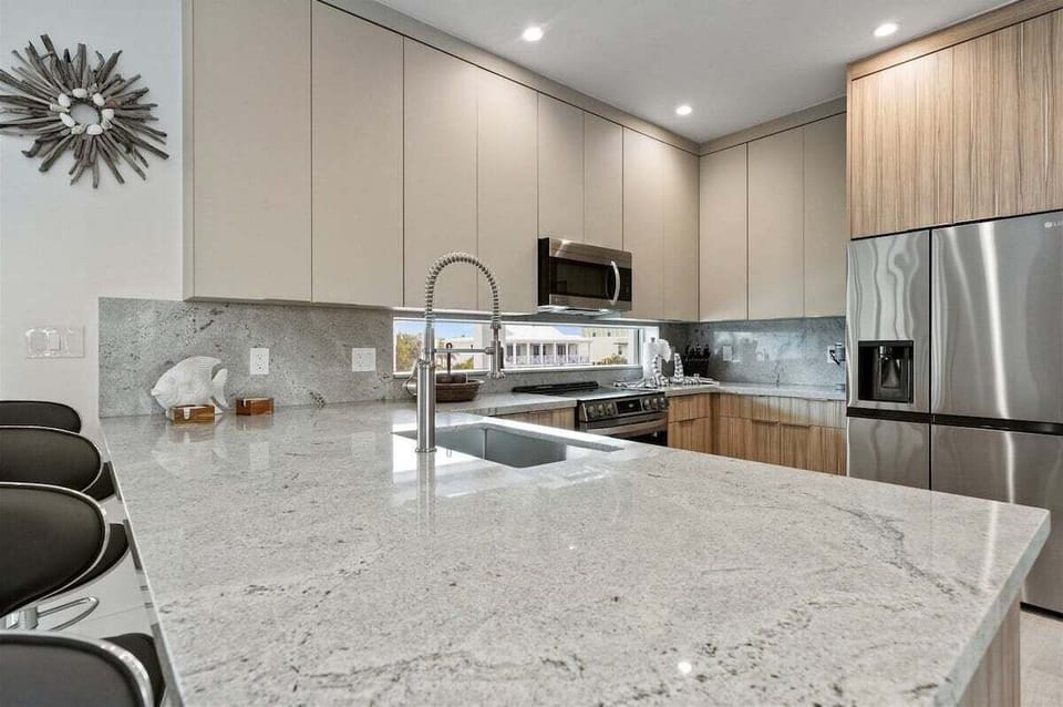 Cook with ease in this well-appointed kitchen, perfect for preparing fresh local seafood.