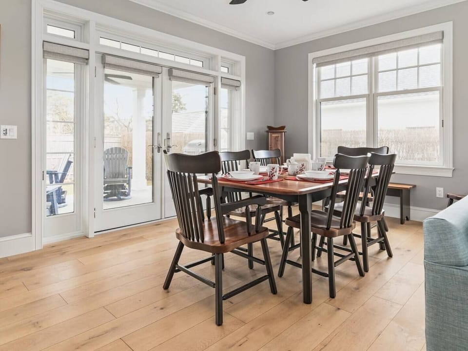 Beautiful dining area on a gorgeous handcrafted table