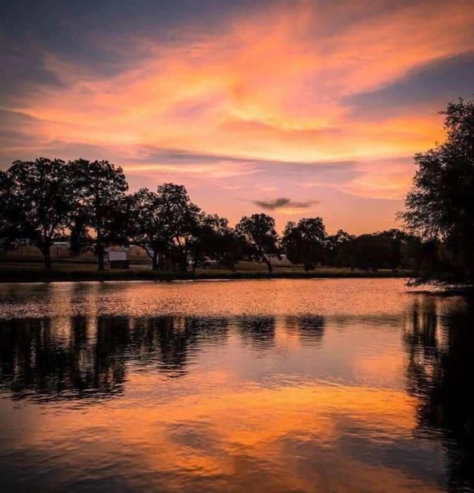 Blanco River @ Sunset. Our property is just a 3 min walk to Blanco State Park, which allows you to rent tubes and float the river. There are also some public drop in spots further up river just a few mins away. 