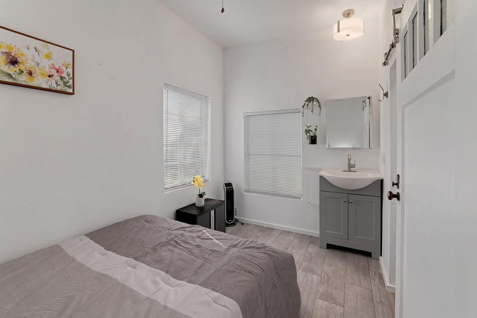 Bedroom and sink.  