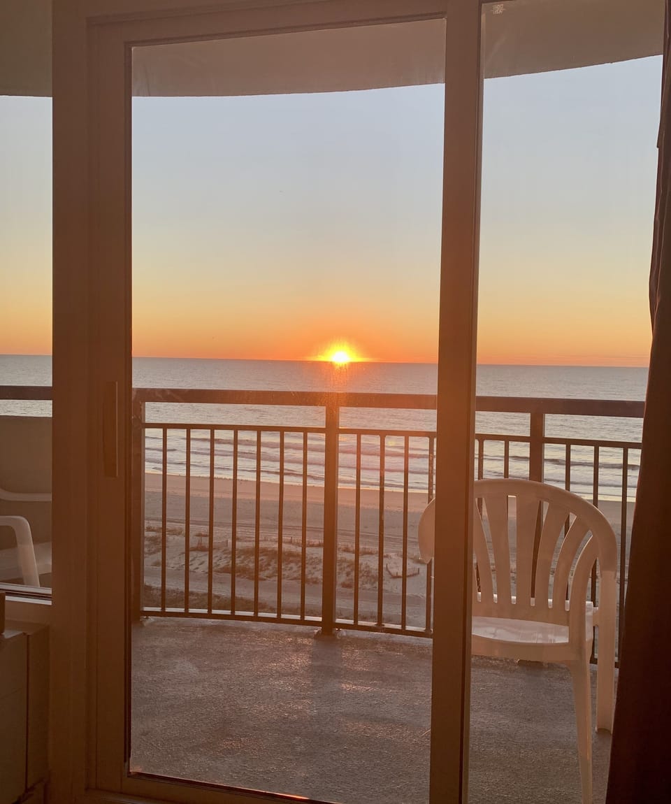 This photo was taken from the Murphy bed at sunrise in January..  