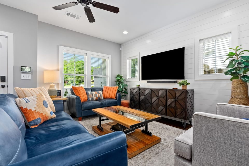 Comfortable leather furniture with lots of seating space