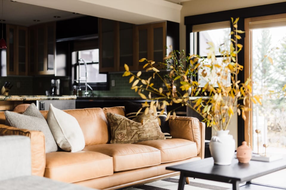 Comfortable leather couch.