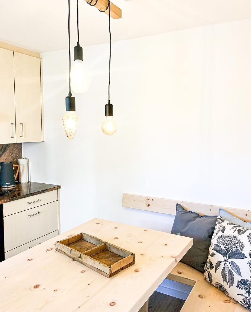 Arven wood dining area