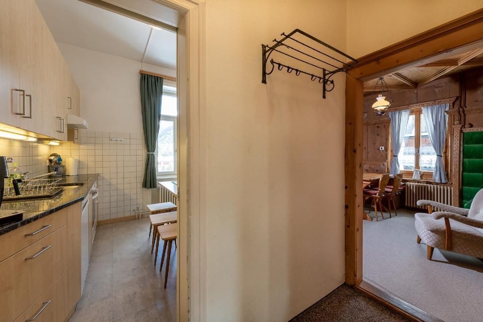Kitchen & pine wood (living room)