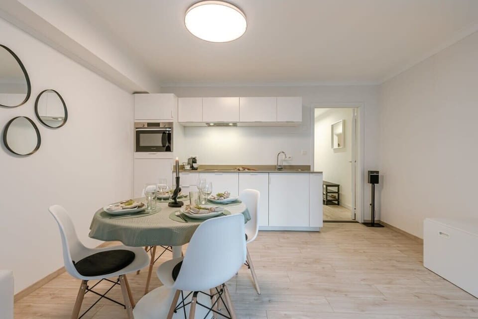 Dining table and kitchen