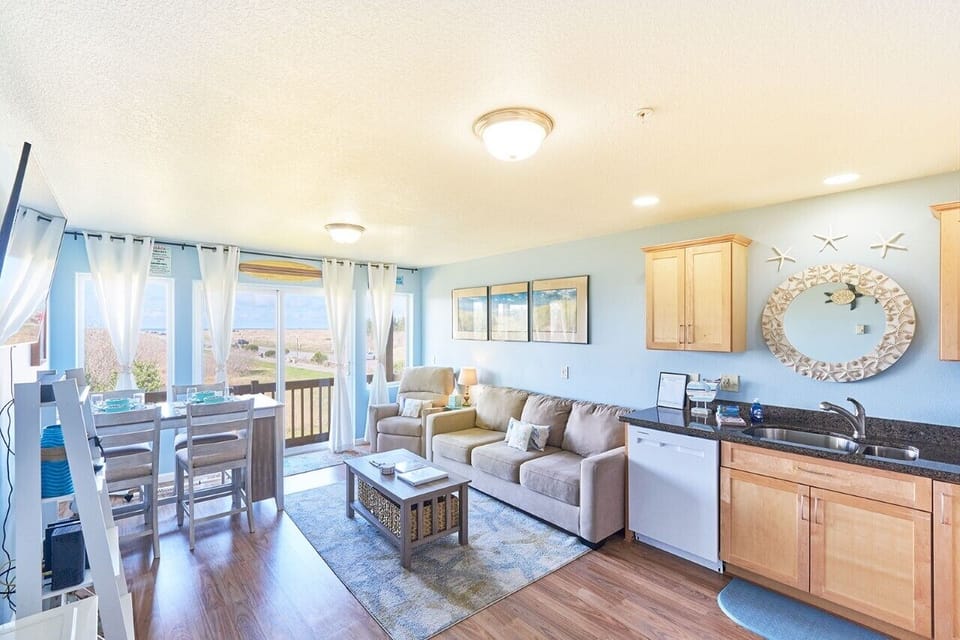 Enjoy the beach views from inside!