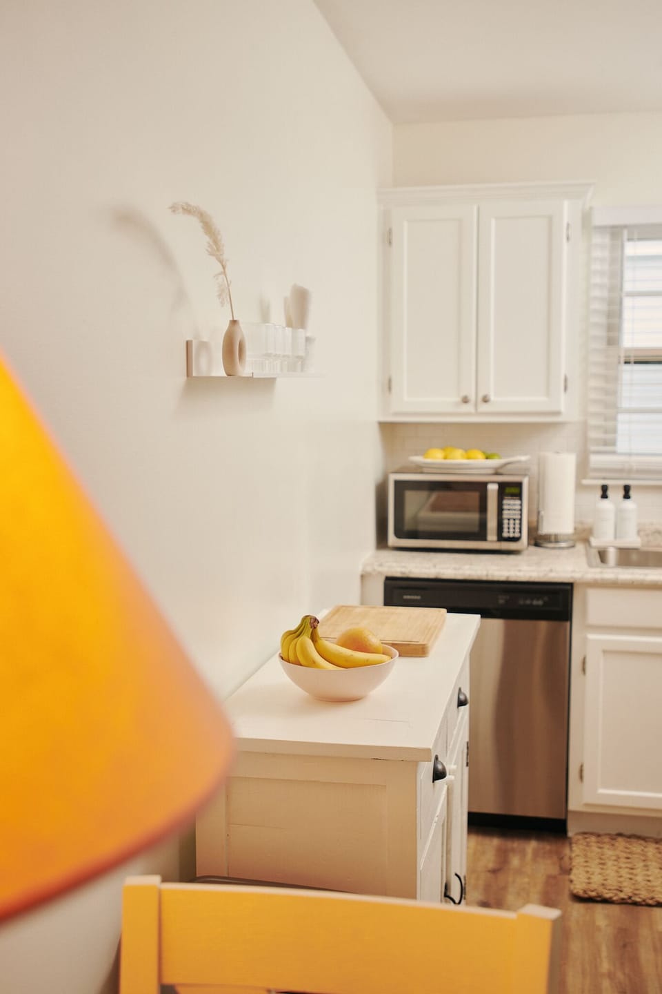 View from dining table to kitchen