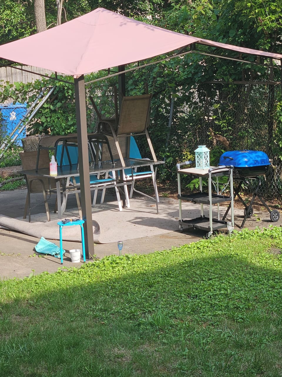 just added outdoors space with grill and grill essentials, fire pit 