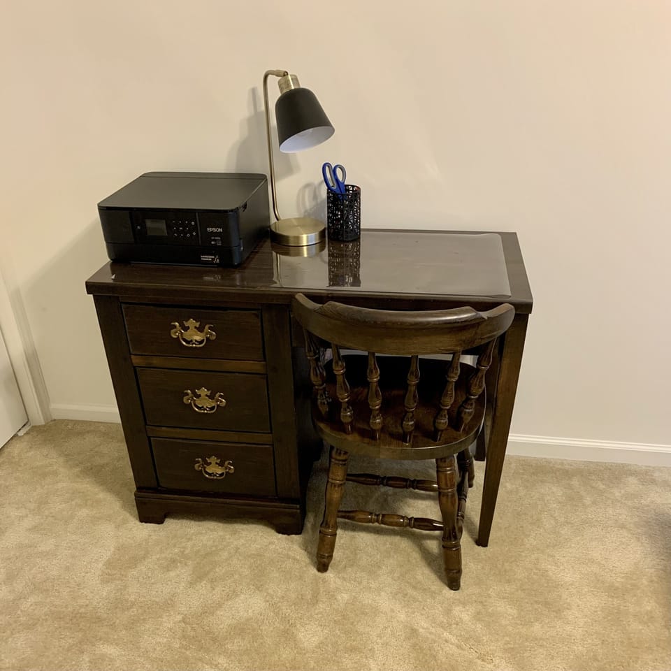 Bedroom 3, desk in room with door that closes.