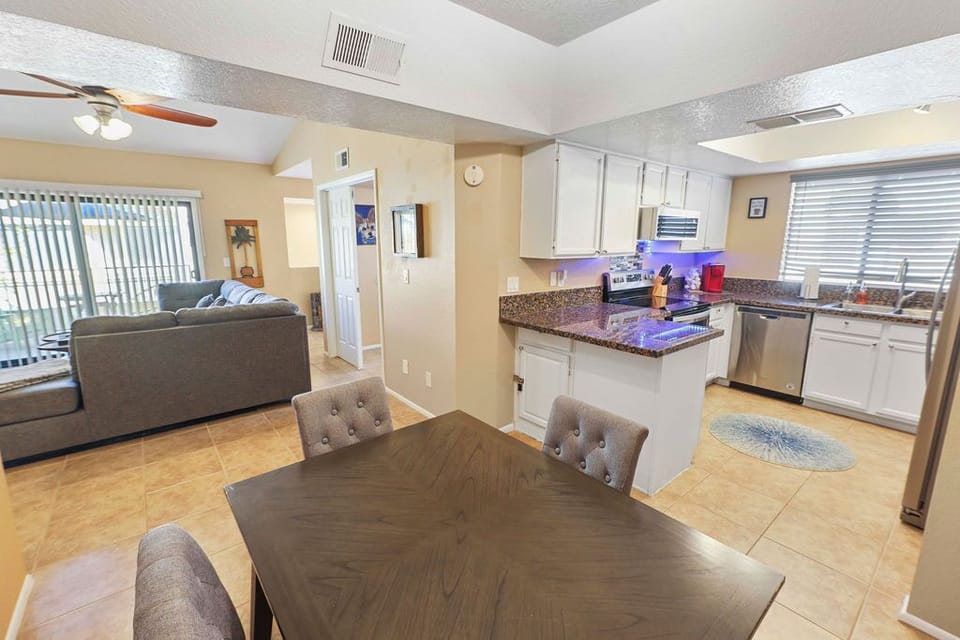Dinning room view to living room and kitchen