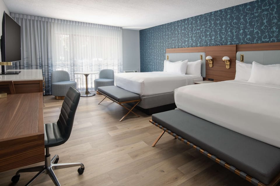 Stretch out comfortably with lounge seating and bright window light.