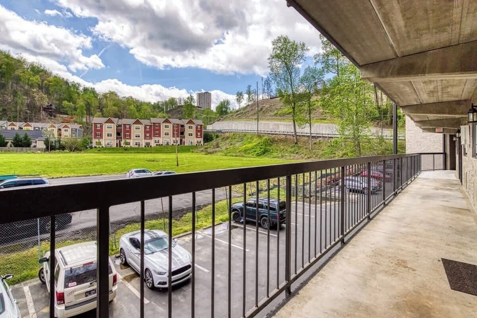 Balcony View: Enjoy serene mountain views and fresh air from your private retreat in Gatlinburg!