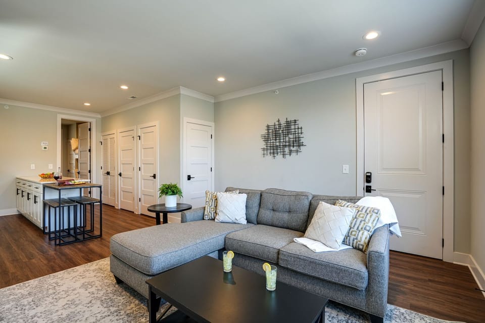 Open concept living room with Smart TV