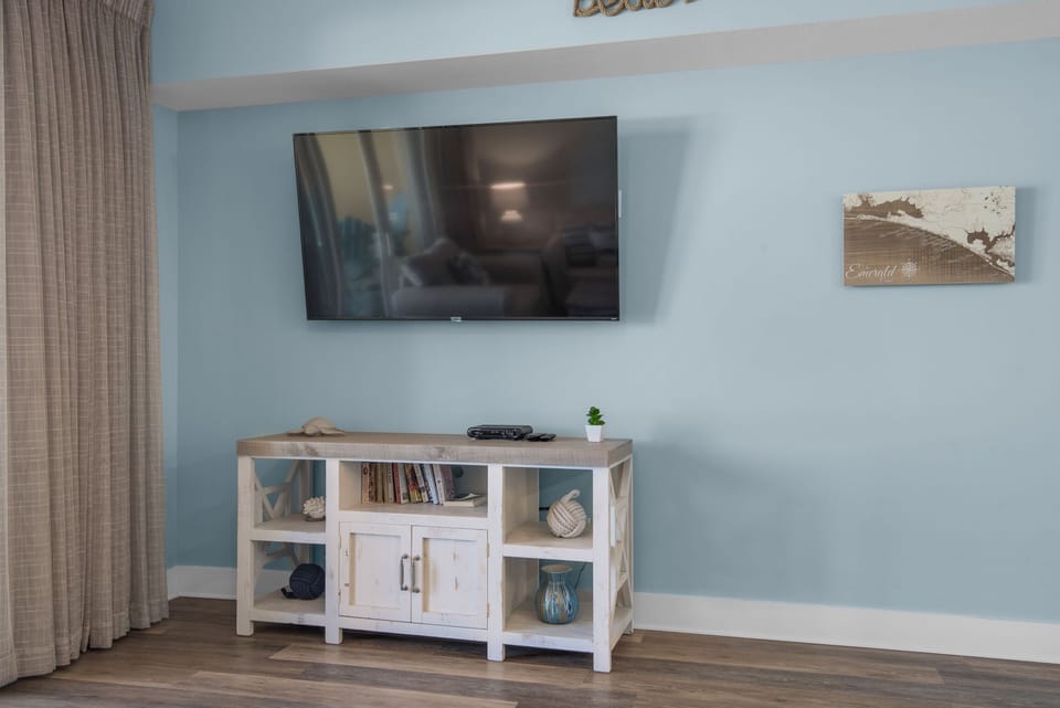 Enjoy a movie on the large flat screen TV