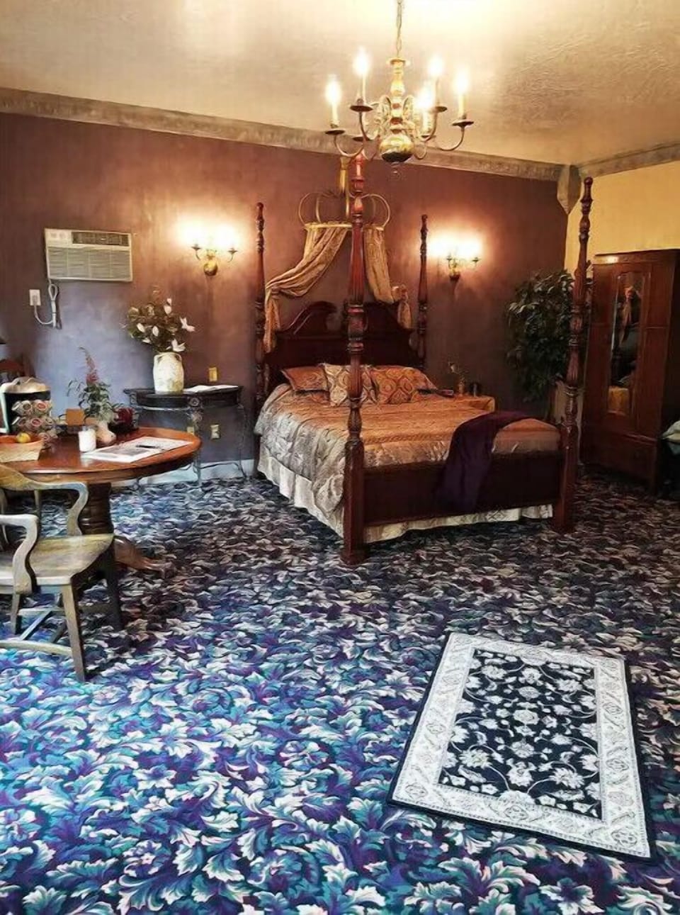 The spacious guest room includes a mini-fridge and microwave.  There is no TV.