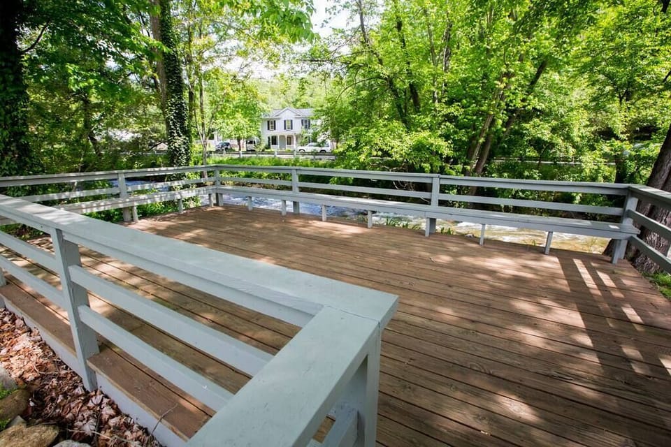 Large back deck on the river, great for picnics 