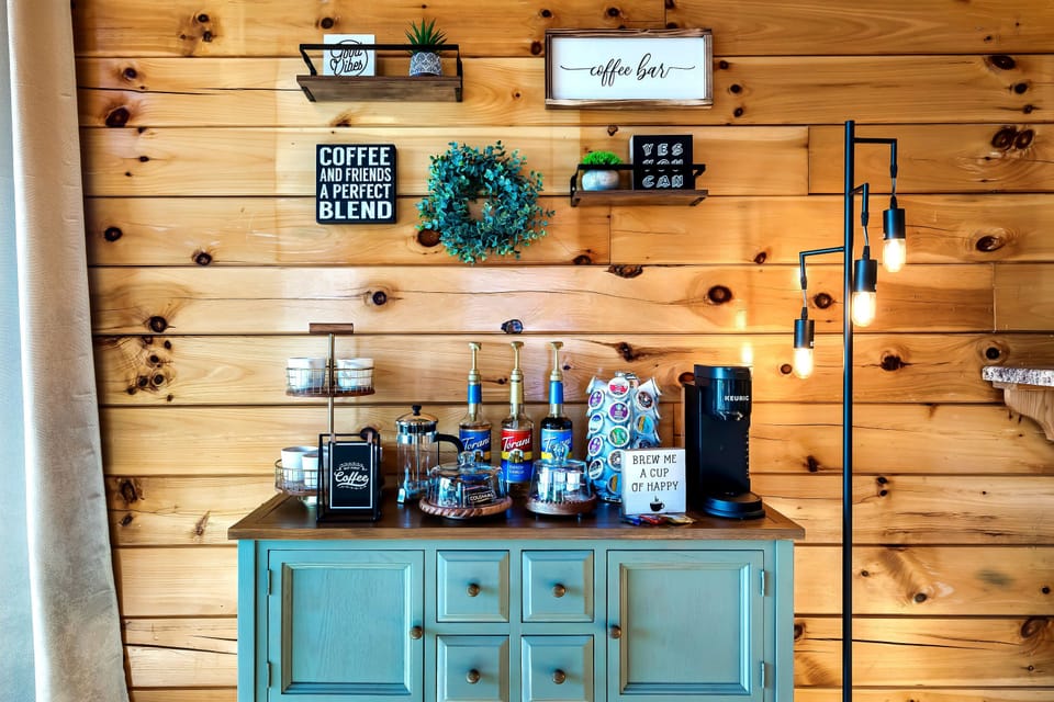 Have a cup, on us.  Keurig Machine, French press, or 12 cup Drip. 