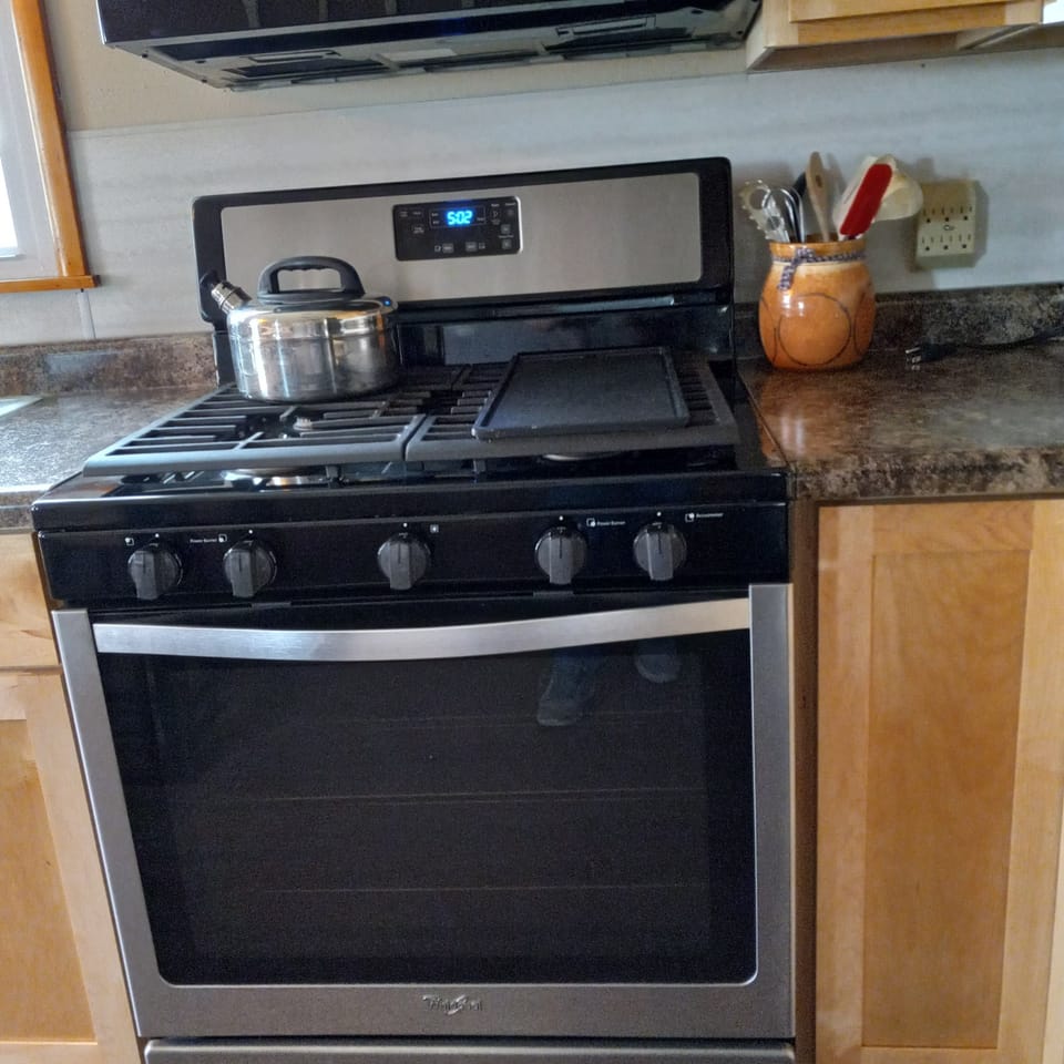 gas range and microwave
