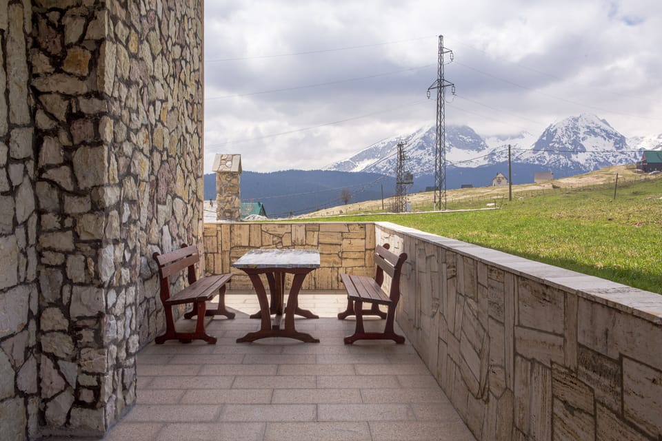 Furnished terrace with an amazing view on Durmitor mountain.