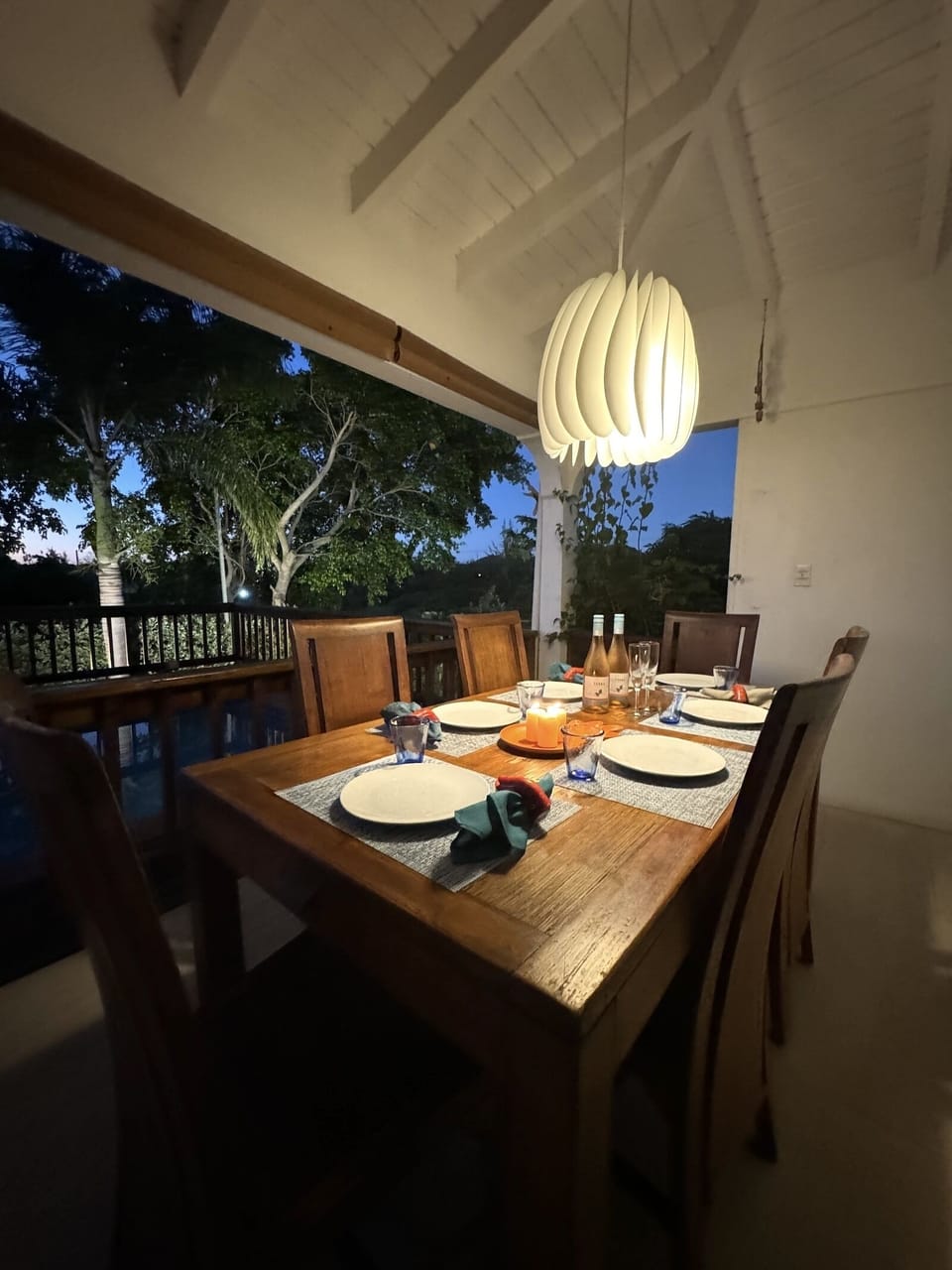 Patio dining at night