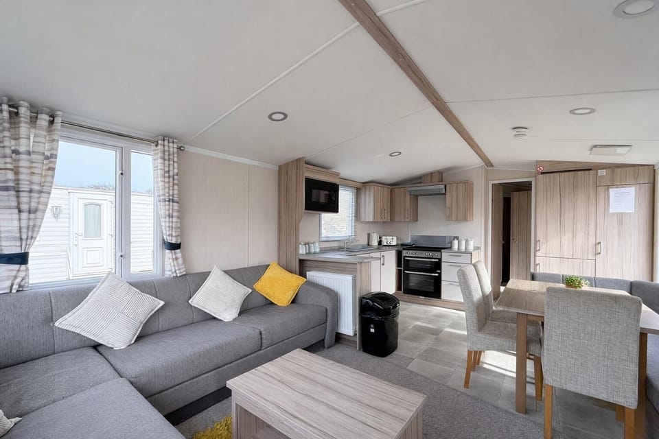 The comfortable seating provides ample space for everyone to relax after a day of exploring the Yorkshire coast.