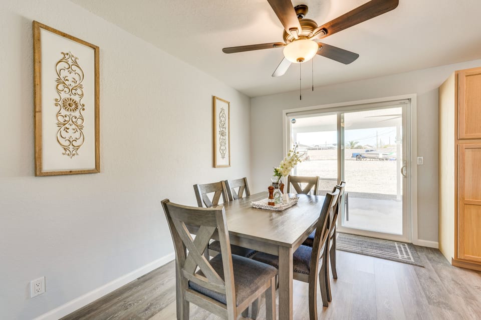 Dining Area | Dishware & Flatware Provided | Backyard Patio Access