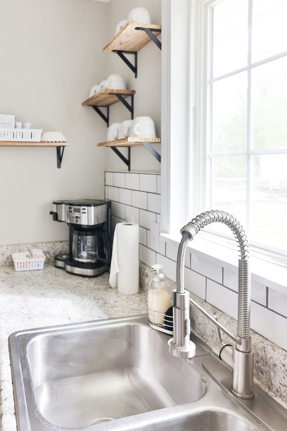 Stylish subway tiled backsplash