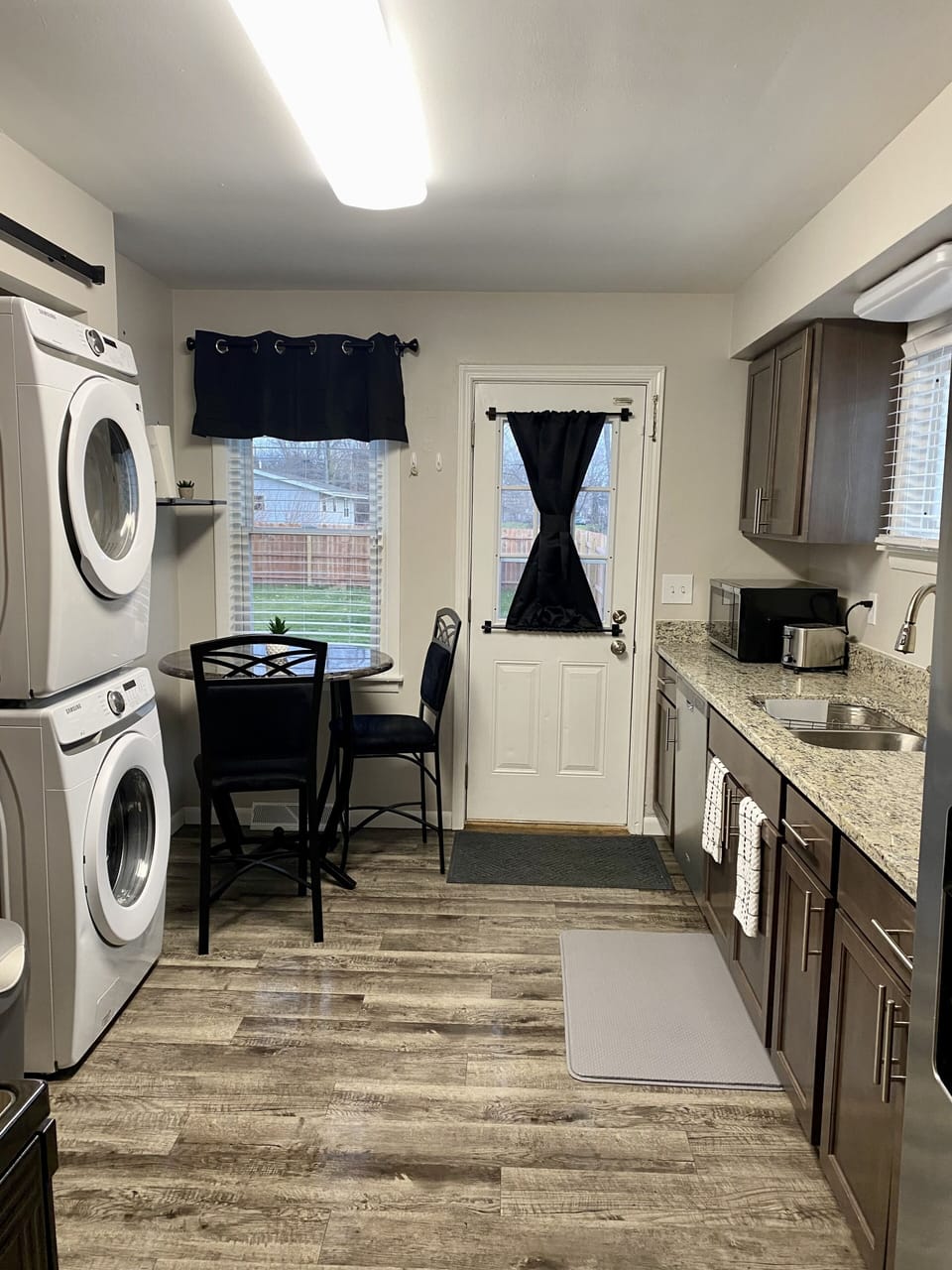 View of Kitchen and Back Door.