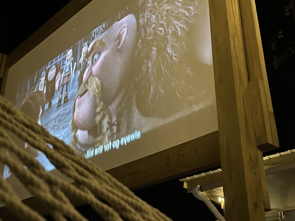 What movie should we watch on the outdoor theatre screen tonight?