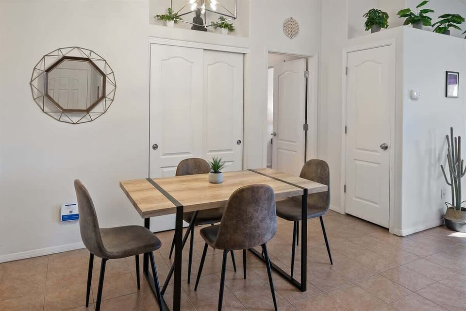 The  dining table seats 4 guests