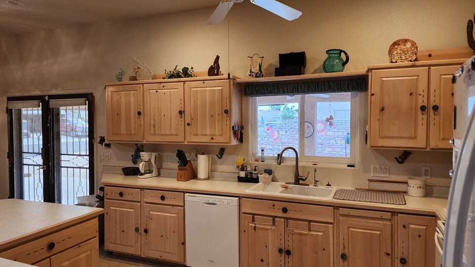 lots of counters and cabinets hold everything you need.