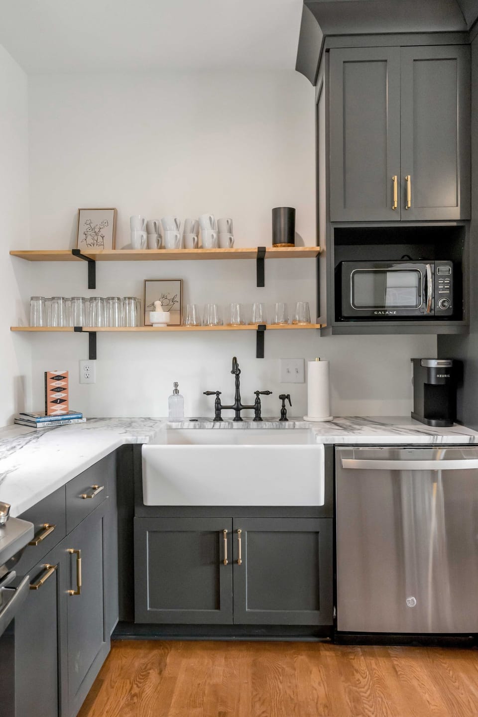 Kitchen Featuring Custom Open Shelving