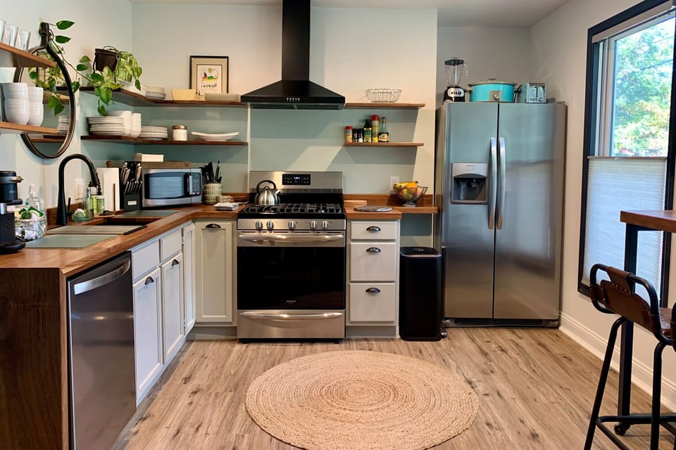 Big open fully stocked kitchen with new appliances, perfect for all those meals at home
