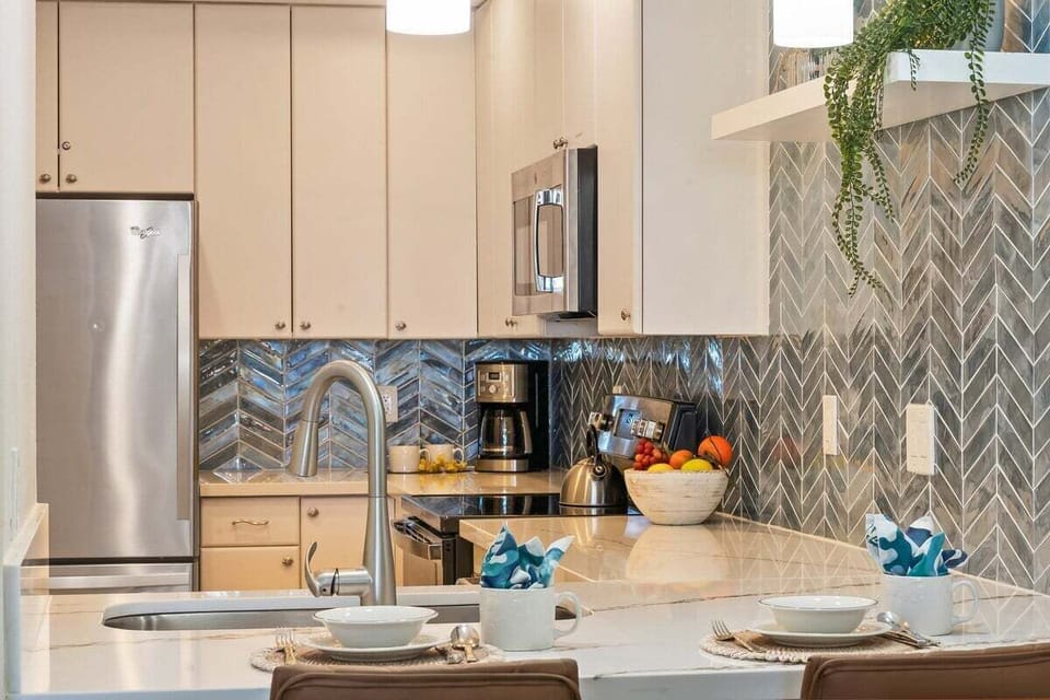 Whip up island-inspired dishes in a modern, well-stocked kitchen.