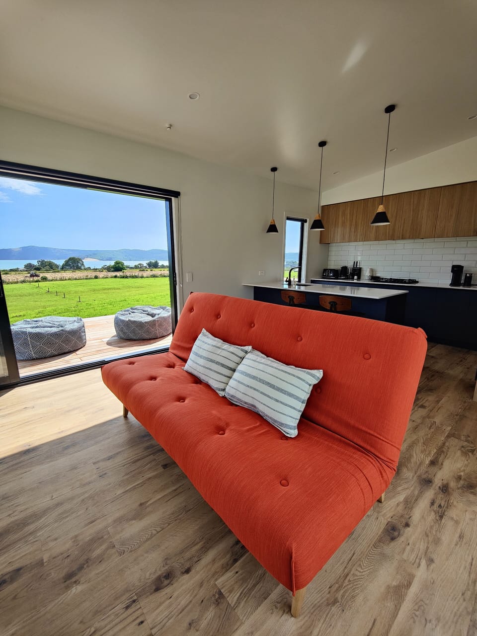 Catch some rays on the beanbags outside or relax on the couch. 
