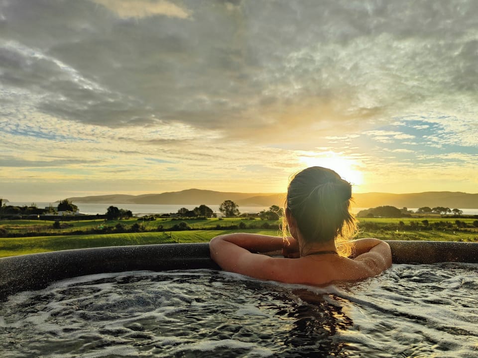 Soak in the sunset with your very own hot tub. 