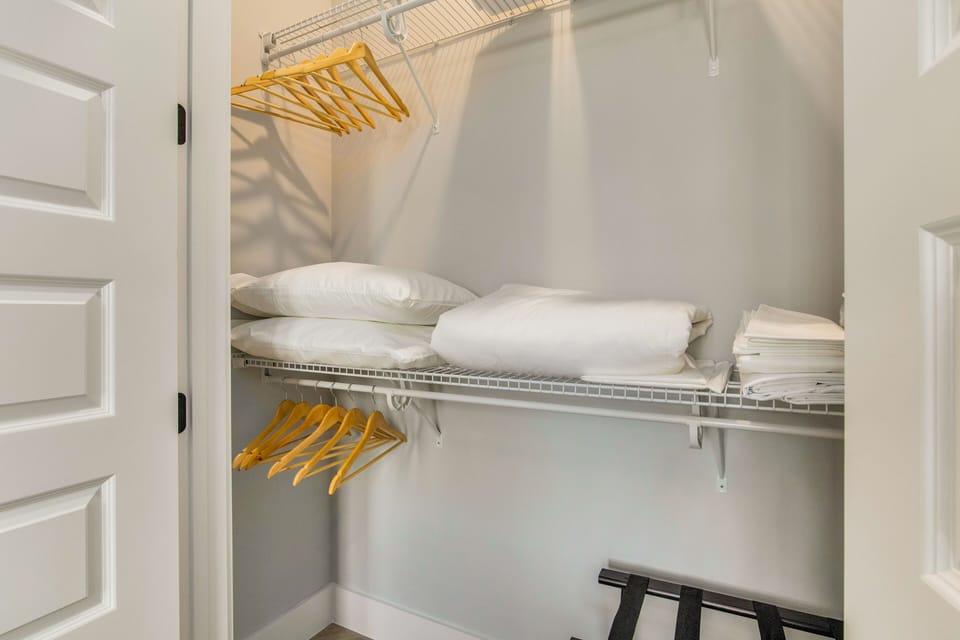 Closet space in the upstairs bedroom.