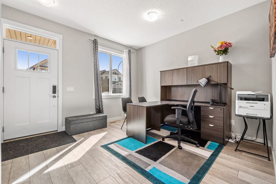 Corporate work office with two reception chairs
