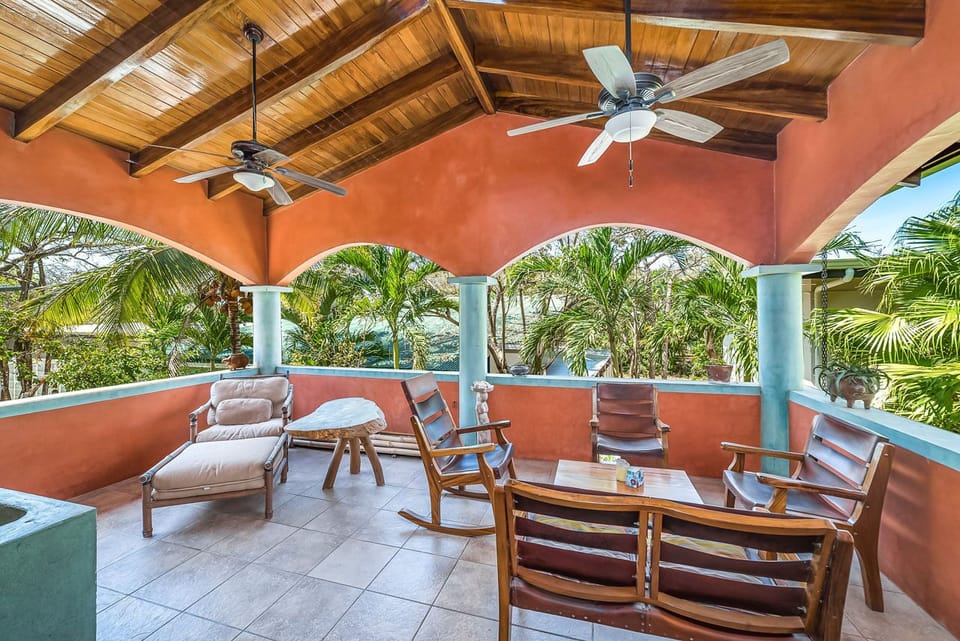 Outdoor terrace with seating area