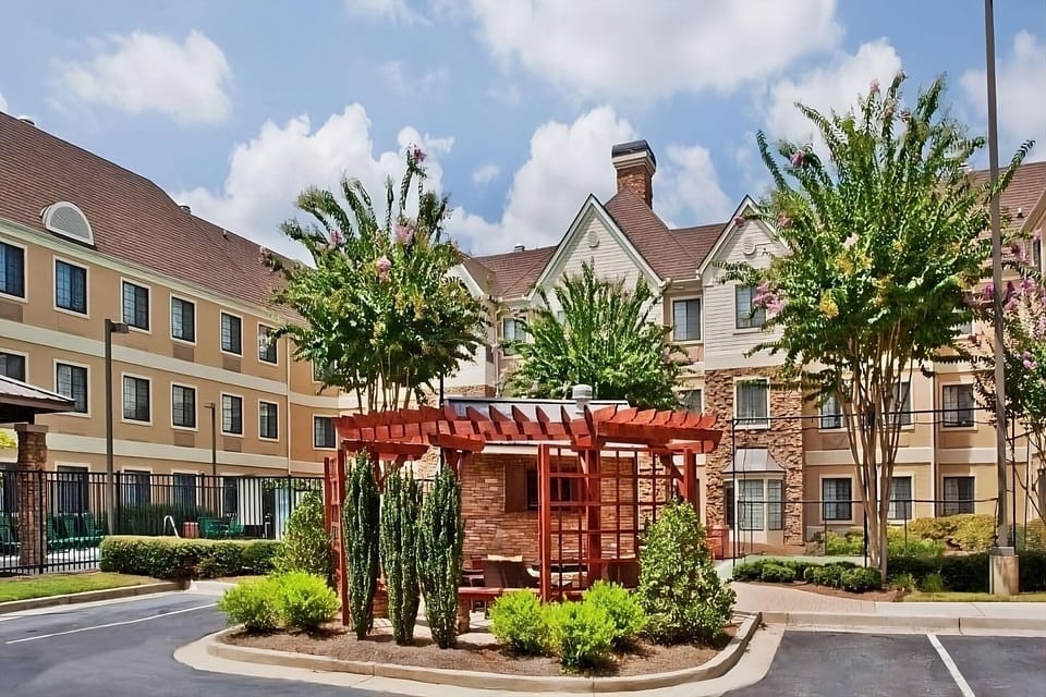 Stroll through the landscaped courtyard for a peaceful break.