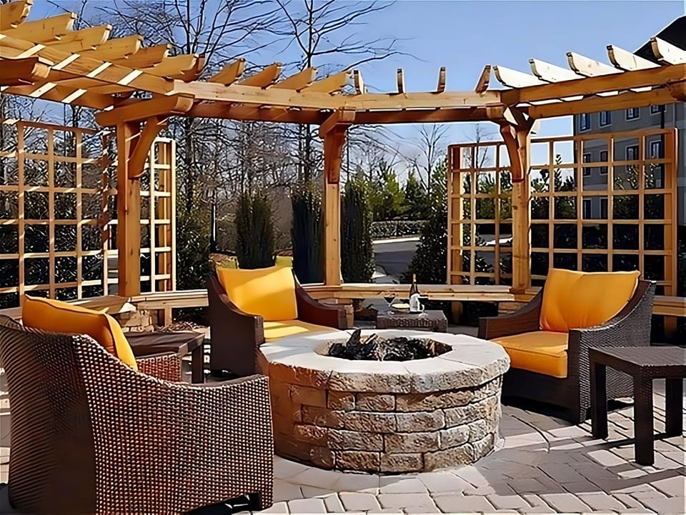 Gather around the firepit for relaxed evening conversations.